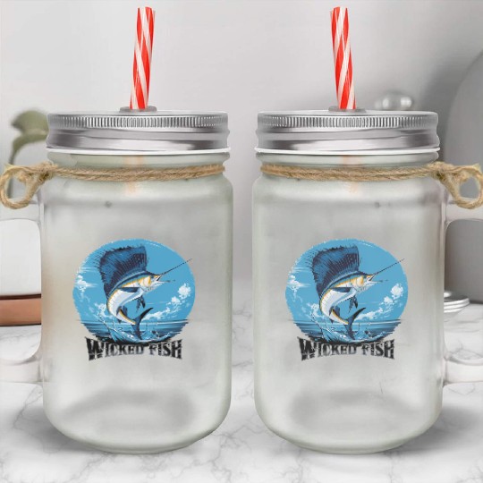 Wicked Fish Sailfish Adventure Ocean Breeze Mason Jar Cups