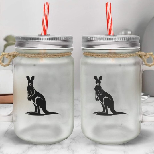 Marsupials Of The Wild Kangaroo Silhouette Mason Jar Cups