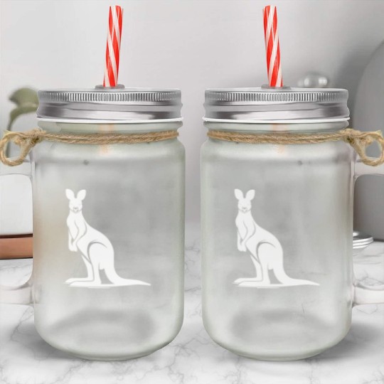 Marsupials Of The Wild Kangaroo Silhouette Mason Jar Cups