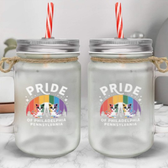 Pride of Philadelphia City Pennsylvania USA Rainbo Mason Jar Cups
