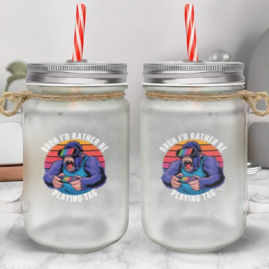 Retro Gamer Ape Mason Jar Cups