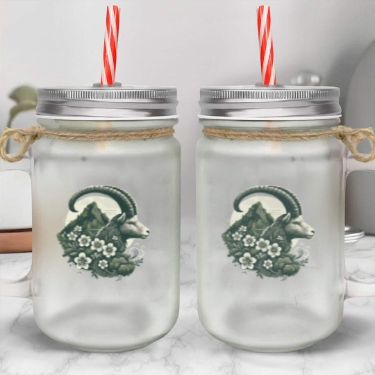 Capricorn Zodiac Sign - Mountain Goat Astrology Mason Jar Cups