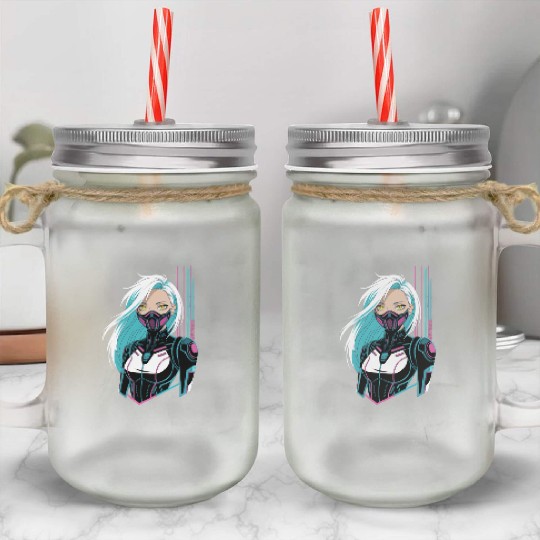 Cyberpunk Girl Mason Jar Cups