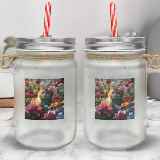 Nature cat Adventure Mason Jar Cups,