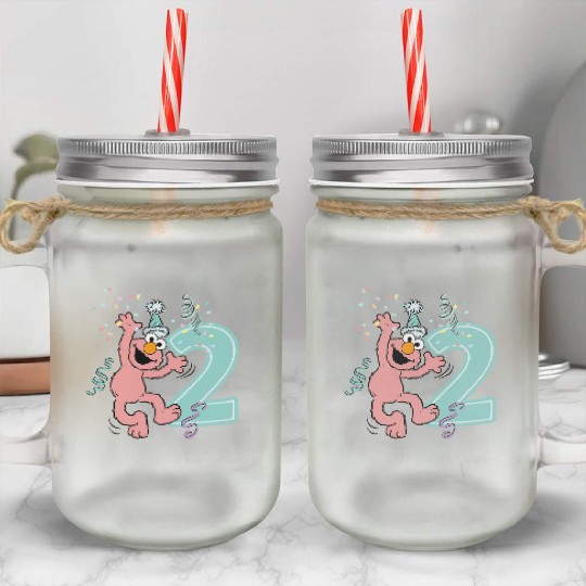 Sesame Street Birthday Design With Elmo Two Years Mason Jar Cups