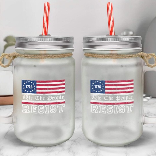 1776 Resist Trump Protest Anti Political US Fla Mason Jar Cups