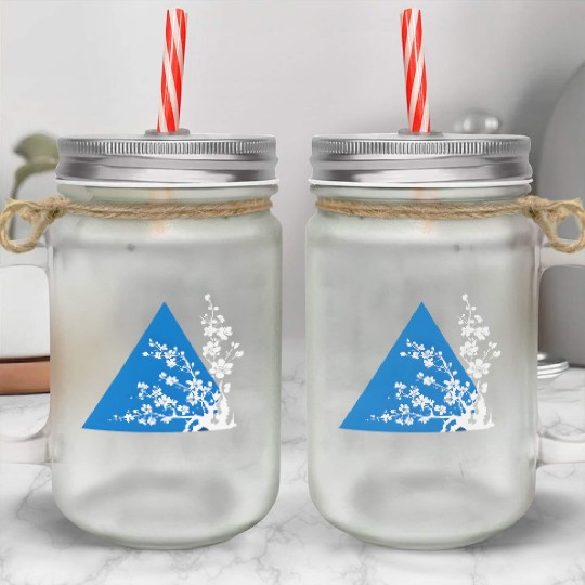 Triangle and Blossom Mason Jar Cups