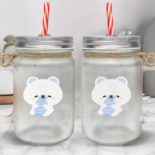 Sleepy Polar Bear Mason Jar Cups