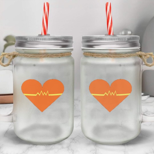 Heartbeat with Heart health care and Cardiac Mason Jar Cups