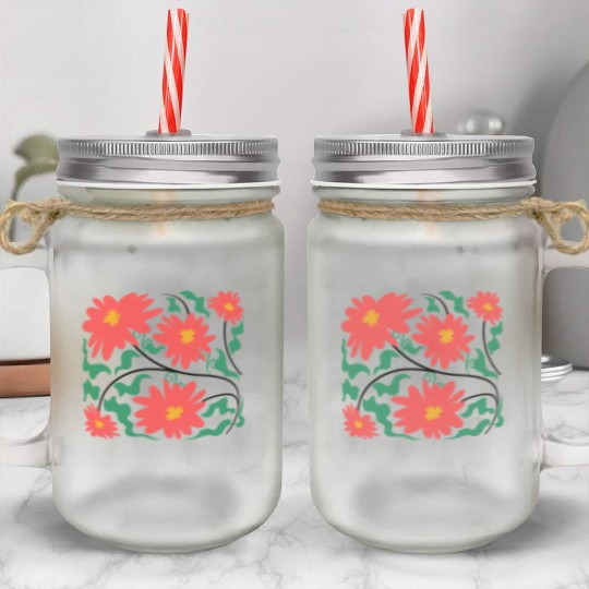 Boho Summer Flower Nature Lover Floral Wildflower Mason Jar Cups