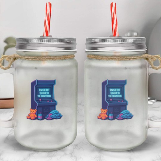 Insert Snack to Continue Gamer Dad Neon Chaos Mason Jar Cups