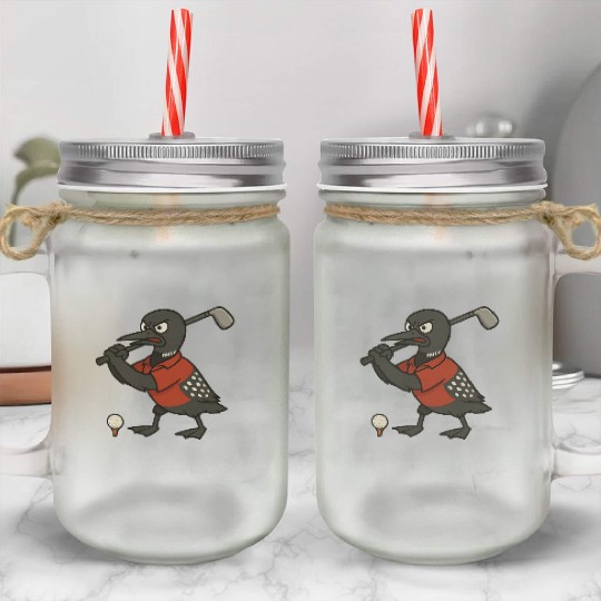 Angry Golf Loon Mason Jar Cups