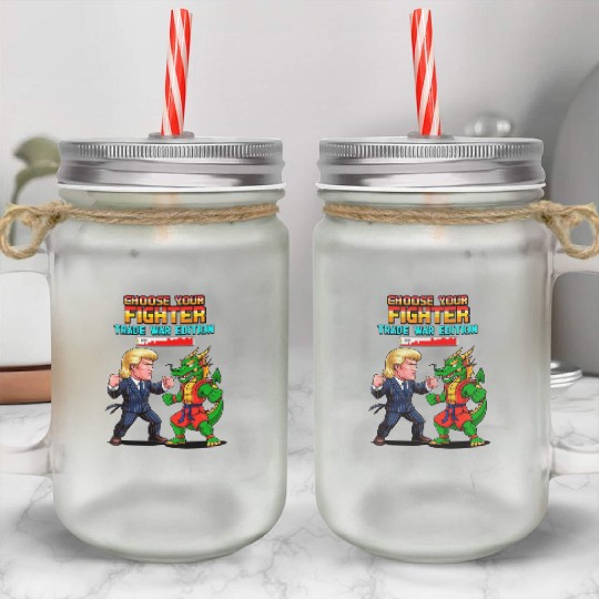 Trump vs. China – The Trade War Saga Mason Jar Cups