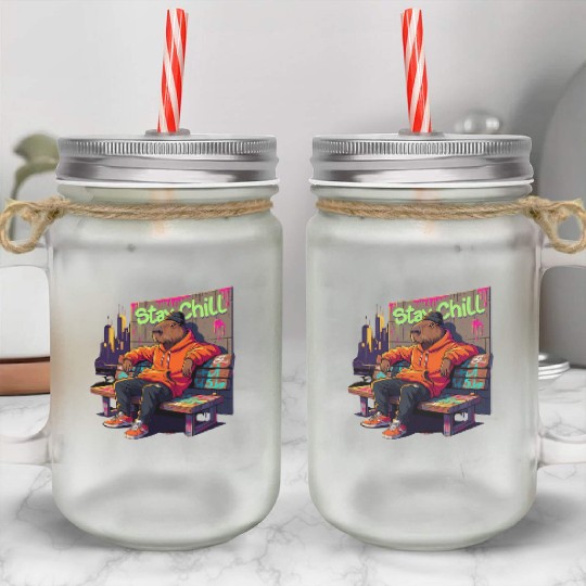 Capybara Stay Chill Mason Jar Cups
