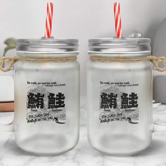 Sushi Kanji Mason Jar Cups - Tuna & Salmon | The Sushi OGs