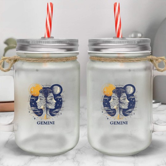 Zodiac Card Gemini Mason Jar Cups
