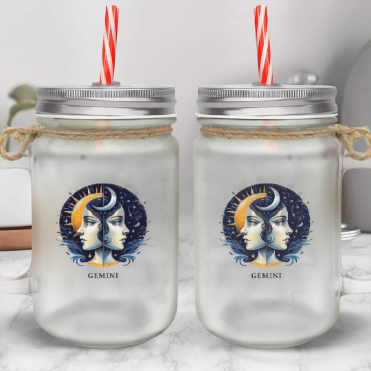 Zodiac Card Gemini Mason Jar Cups