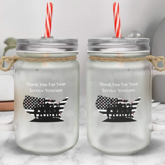 Thank You For Your Service Veterans day US Army Mason Jar Cups