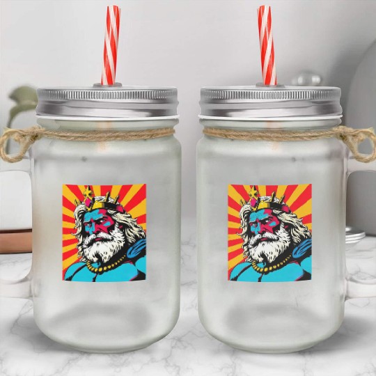 Bold Pop Art Zeus – Colorful Greek God Illustratio Mason Jar Cups