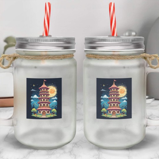 Twilight Temple Glow Mason Jar Cups