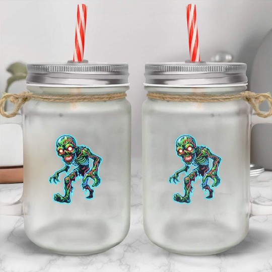 Glowing Zombie Crawler – Toxic Neon Horror Mason Jar Cups