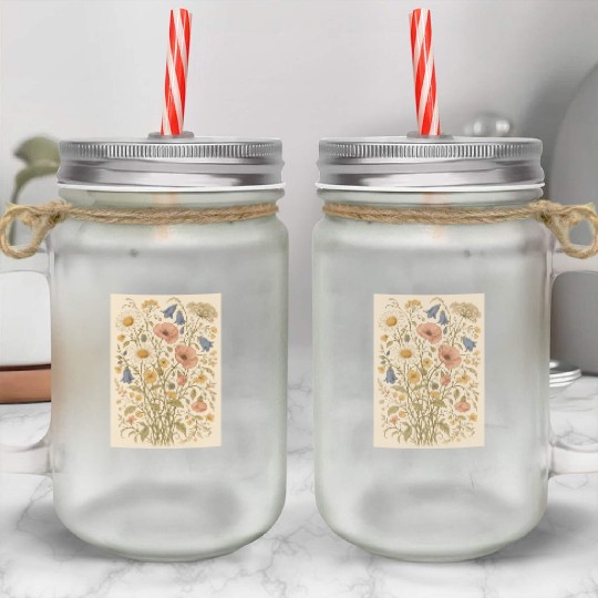 Summer Wild Flowers Mason Jar Cups