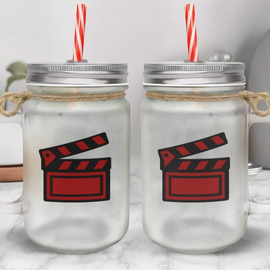Film Clapboard Icon – Cinematic Design Mason Jar Cups