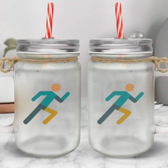 Running Icon – Minimalist Runner Design Mason Jar Cups