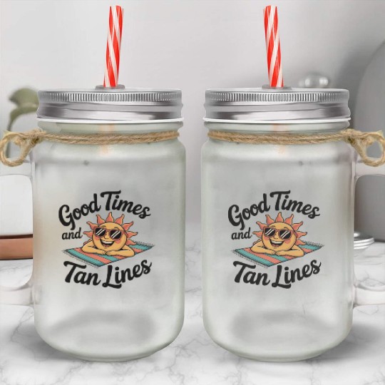 Sunshine Sunset Tan Lines Artwork Mason Jar Cups