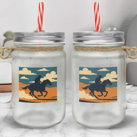 Wild West Cowboy Ride Mason Jar Cups