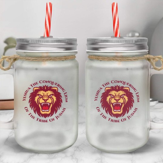 Yeshua Hamashiach the Conquering Lion of Judah Lon Mason Jar Cups