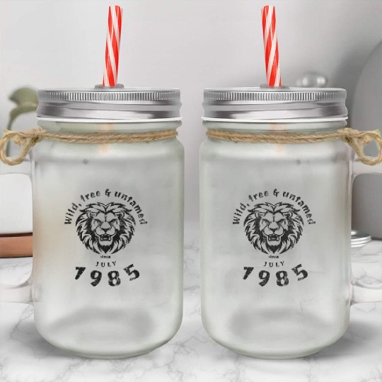 40th birthday Wild, free & untamed since 07/1985 Mason Jar Cups