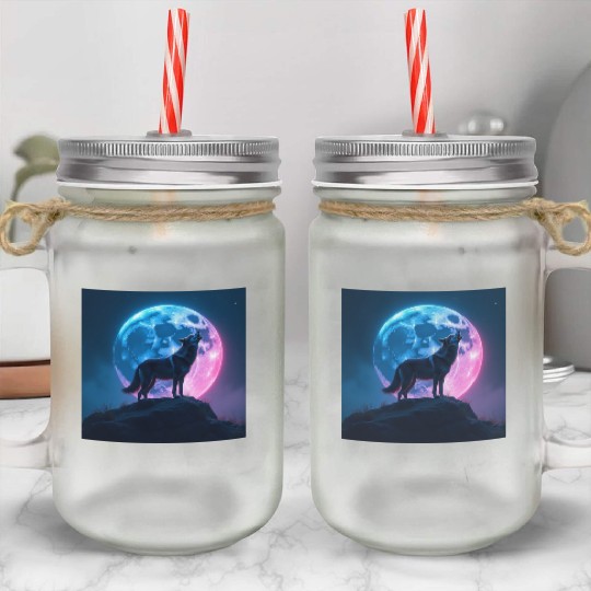 Howl of the Neon Moon Mason Jar Cups