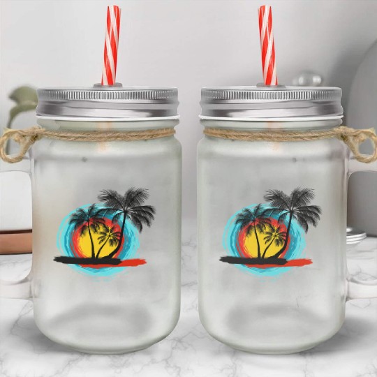 Hello summer paradise on Men's Premium Mason Jar Cups