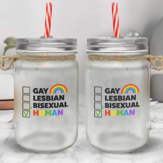 Gay Lesbian Bisexual Human Mason Jar Cups