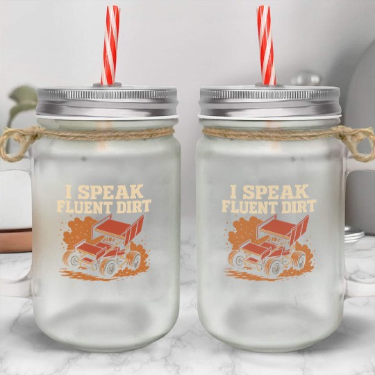 Sprint Car Racing Dirt Track Speed Oval Race Mason Jar Cups