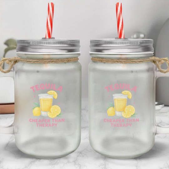 Tequila therapy Lemon Summer Mason Jar Cups