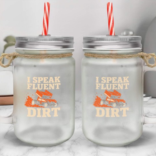 Sprint Car Racing Dirt Track Speed Oval Race Mason Jar Cups