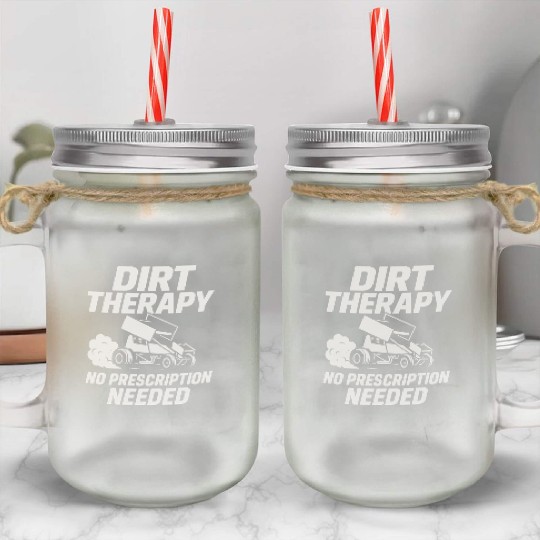 Sprint Car Racing Dirt Track Speed Oval Race Mason Jar Cups