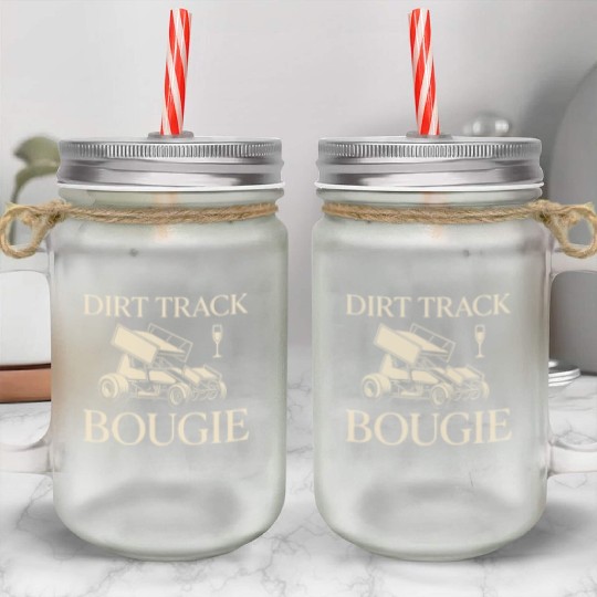Sprint Car Racing Dirt Track Speed Oval Race Mason Jar Cups