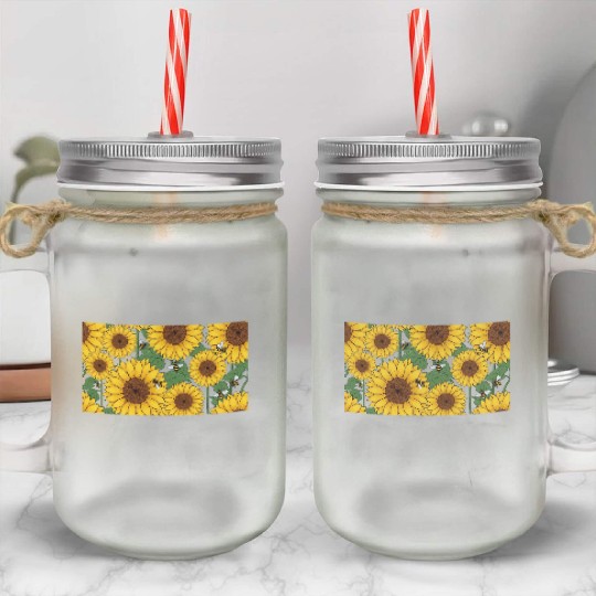 Sunflower Floral Design | Bright & Cheerful Mason Jar Cups