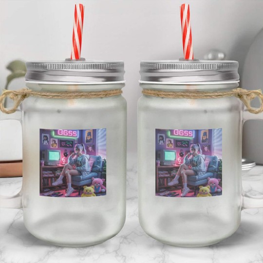 Y2K Gamer Girl Vibes – Retro Tech & Neon Room Aest Mason Jar Cups
