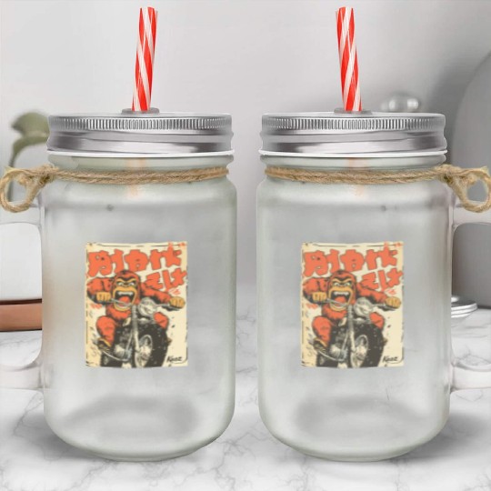 Monkey Mayhem – Vintage Ape on a Motorcycle Mason Jar Cups