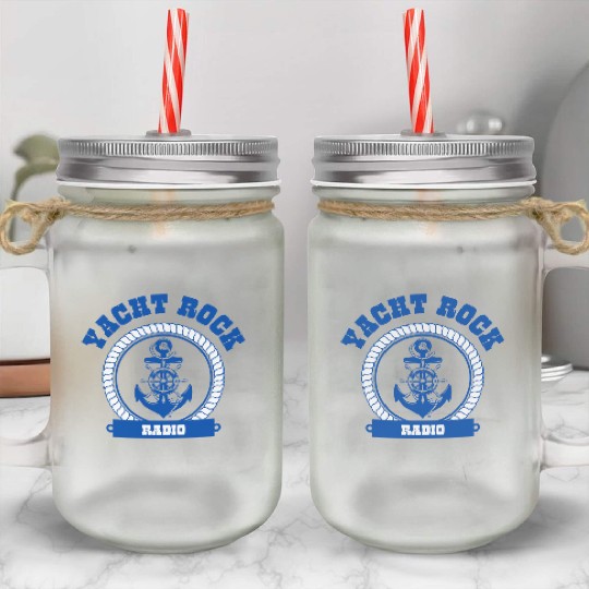YACHT ROCK - BLUE LETTERS Mason Jar Cups
