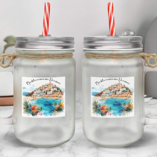 Mediterranean Dreams Mason Jar Cups