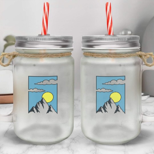 Sunrise Mountain Peak Mason Jar Cups
