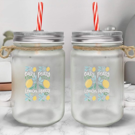 Easy Peasy Lemon Squeezy Cute Lemon Art Mason Jar Cups