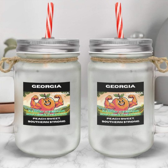 Georgia Peach State Art Mason Jar Cups