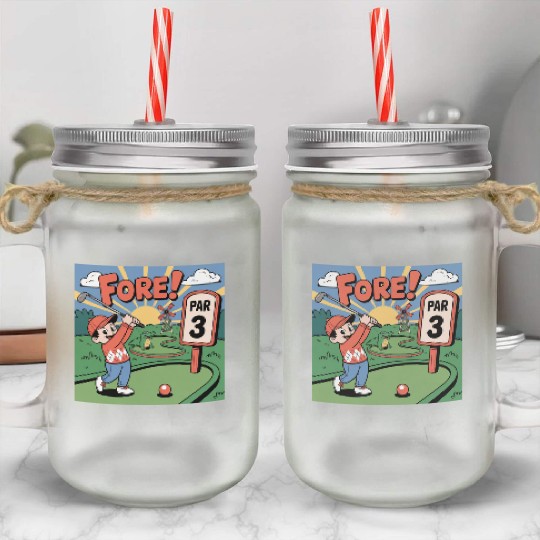 Mini Golf Retro Cartoon on Champion Unisex Mason Jar Cups
