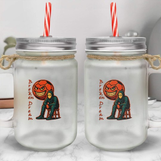 Masked Player & Angry Ball – Street Sports Art Mason Jar Cups